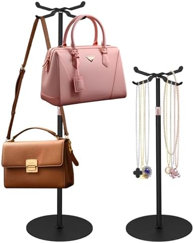 Demao Adjustable Height Purse Display Stand 2 Pack Black Metal