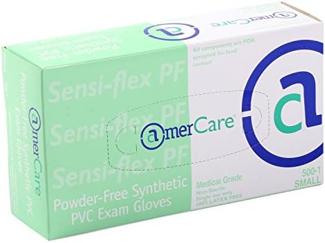 AmerCare Sensi-Flex Exam Grade Powder Free Vinyl Gloves Small Case of 1000