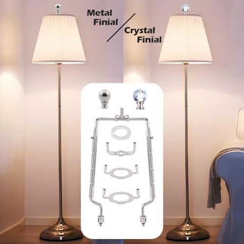8-9-10-11 Inch Nickel Lamp Harp Holder Adjustable Height Harp Kit with Crystal Metal Finial