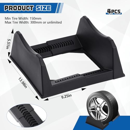 4 Pcs Car Tire Display Stand Adjustable Width Rim Holder Black