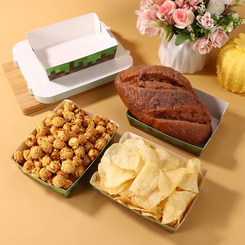 24pcs Miner Theme Food Trays Waterproof Greaseproof Brown Green Party Serving Displayware