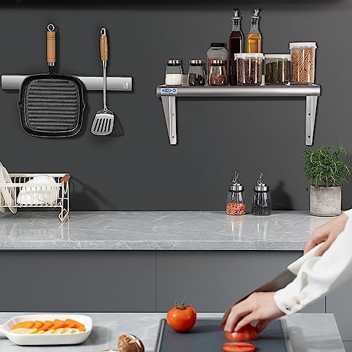 HARDURA 12x24 Stainless Steel Wall Shelf 210lb