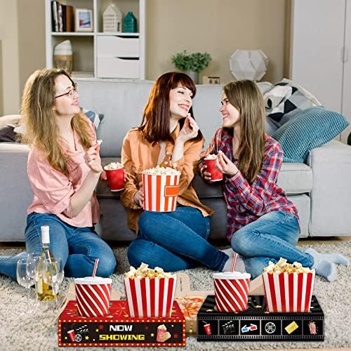 OBUSATT 32Pcs Movie Night Snack Trays with Popcorn Holder