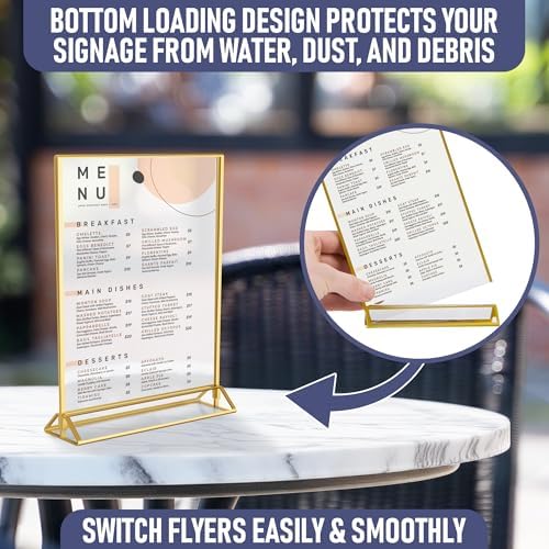 Gold Picture Frames Double-Sided 5x7 Clear Easel Stand 6-Pack
