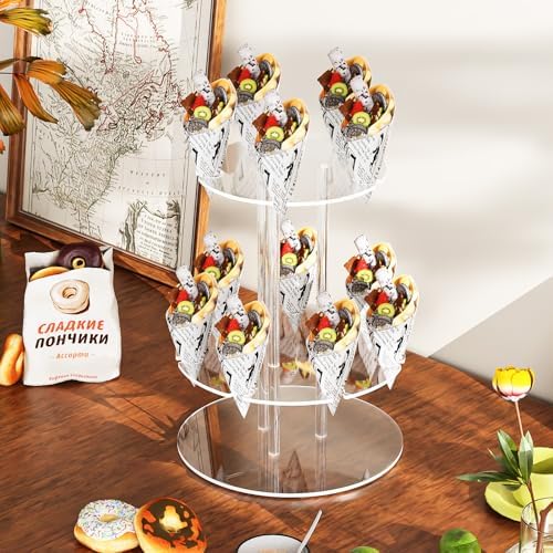 Laumffon Champagne Tower with 12 Slots 2 Tiers Display Stand
