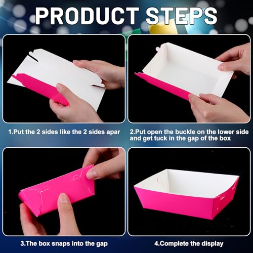 Hoolerry Neon Glow Food Trays 48 Pcs Party Supplies