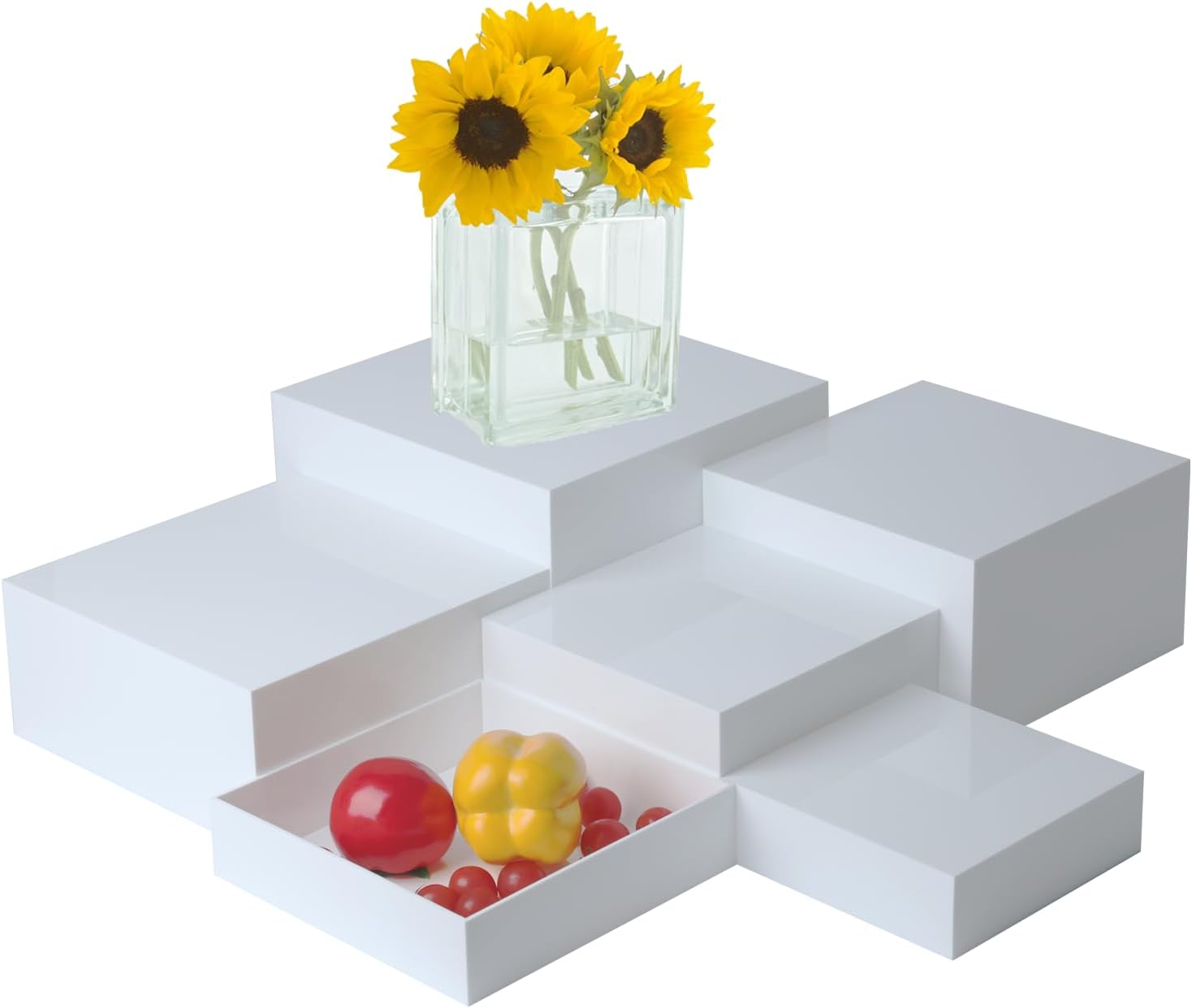 6PCS White Acrylic Cube Buffet Risers Display Set