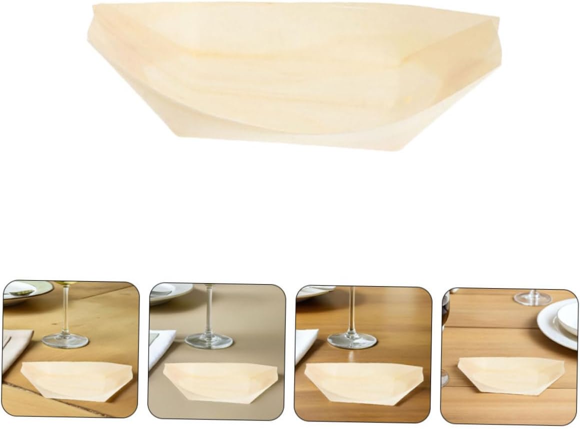 150pcs Disposable Wooden Sushi Boat Serving Tray