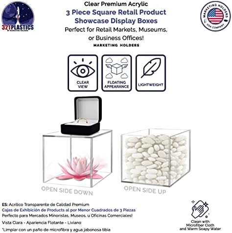 3 Piece Clear Display Riser Boxes for Retail Use