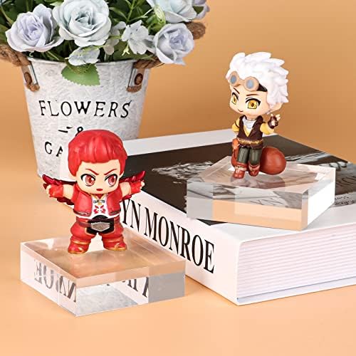 Hewomate Acrylic Display Block 2 Pieces 3x3x1 Inch Floating Pedestal Base