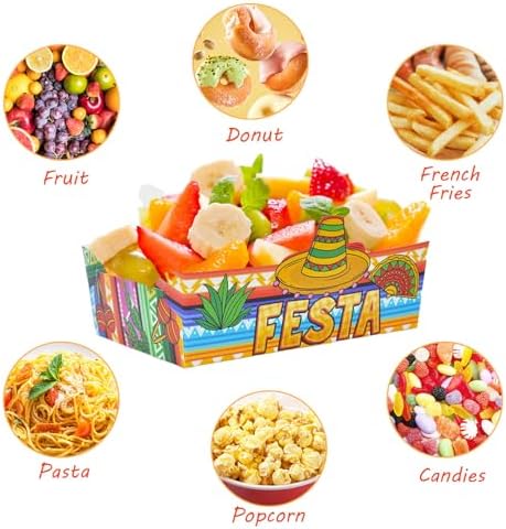 24 Pcs Mexican Theme Disposable Food Trays for Snacks and Parties