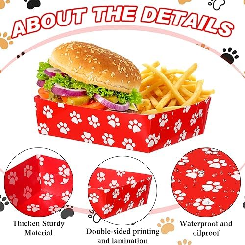 Mifoci 48 Pcs Dog Paw Party Food Trays
