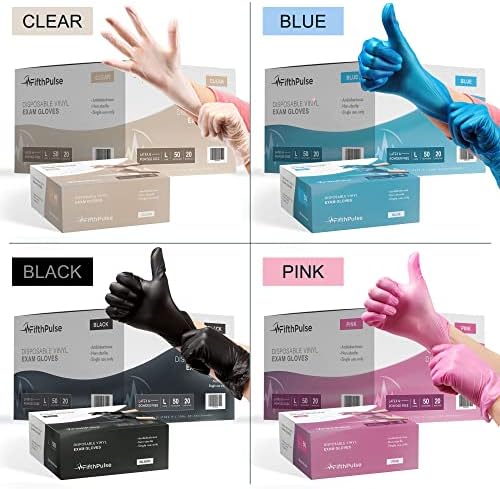 FifthPulse Black Vinyl Disposable Gloves