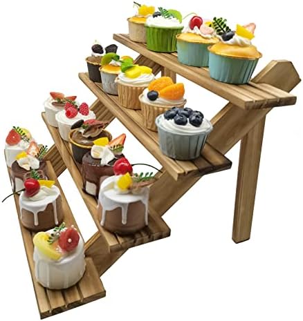 SOYOKAZE 4-Tier Rustic Wood Display Stand