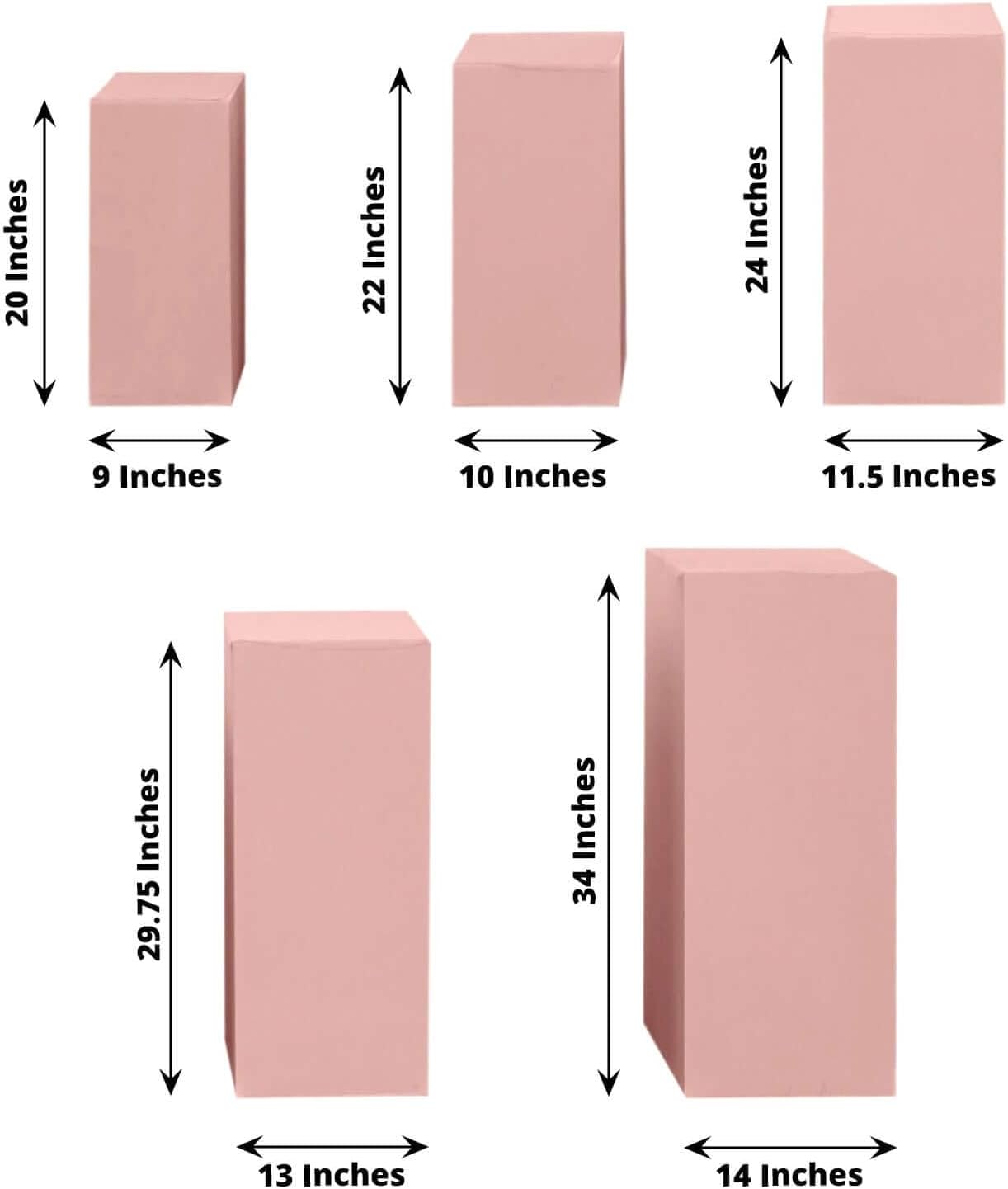Dusty Rose Spandex Display Box Stand Covers Set of 5