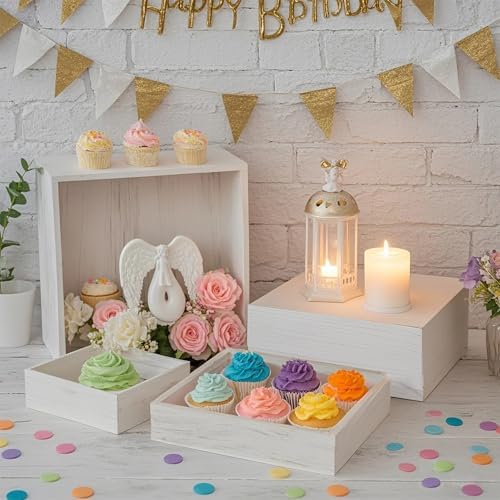 4 Pcs Wood Buffet Risers for Party Display