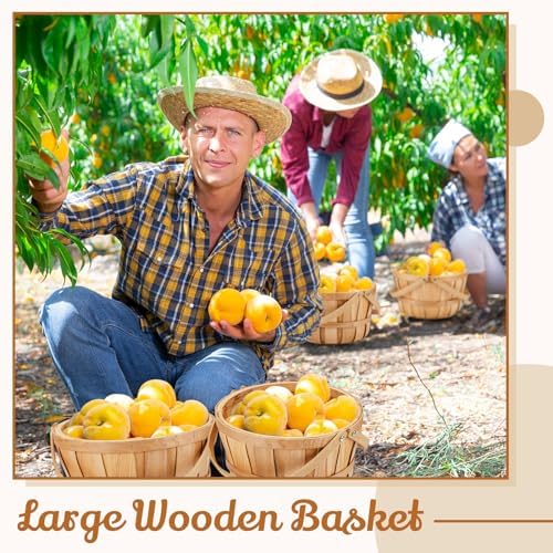 Marsui 16 Pcs Large Wooden Apple Basket 11x65 Wicker Fruit Bushel Baskets with Handle