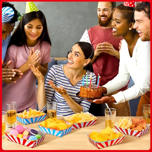 Honeydak 60 Pcs Carnival Food Trays with 3 Colors