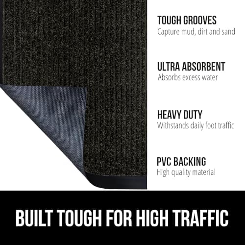 GORILLA GRIP Traffic Guard Door Mat 29x17 Jet Black