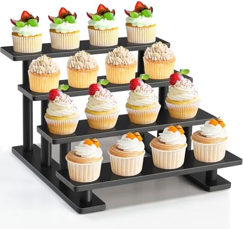 Lzhevsk Wooden Display Riser Stand 4 Tier Black