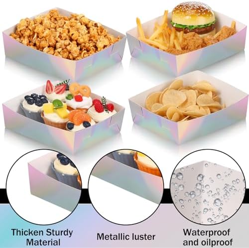 Mifoci 50 Pcs Metallic Iridescent Serving Trays