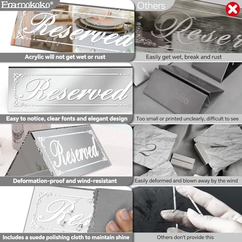 12 Pcs 6x2 Inch Silver Mirrored Table Signs