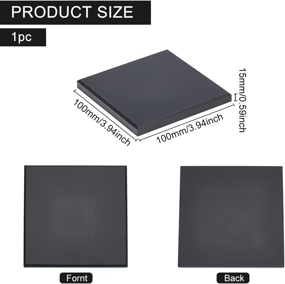 BENECREAT Black Acrylic Square Display Base 4x4x06 Inch