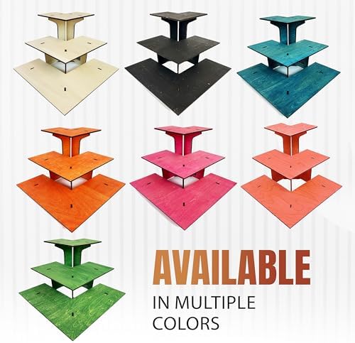 3-Tier Corner Retail Table Display Stand with Shelves Pink