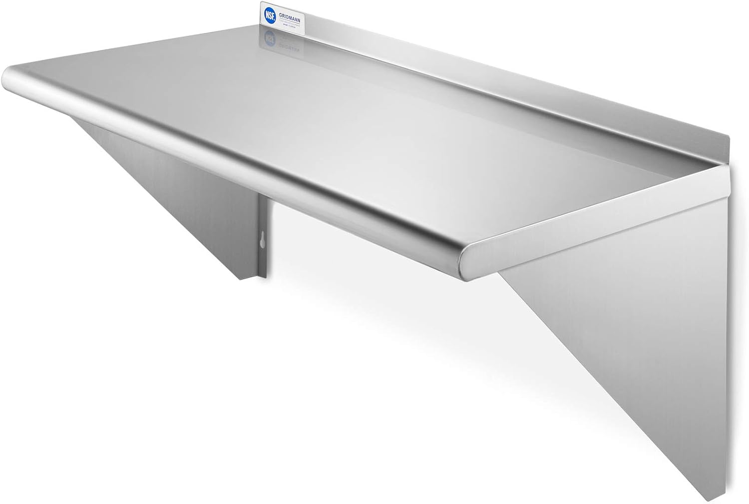 GRIDMANN 12x24 Inch Stainless Steel Wall Shelf with Backsplash