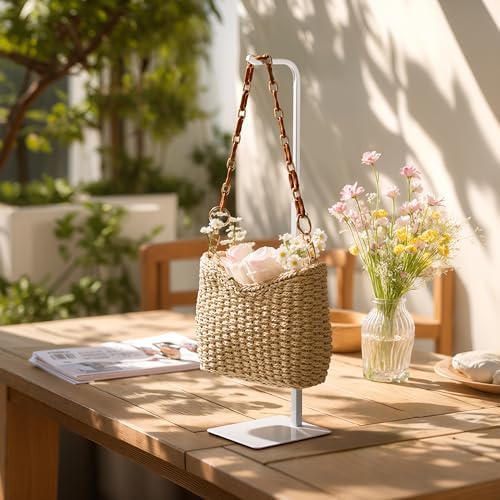 2 Pcs Purse Holder Handbag Display Stand Adjustable Hook Stand for Tabletop Closet Desk Retail Use White