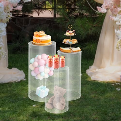 3PCS Clear Cylinder Display Stands for Parties