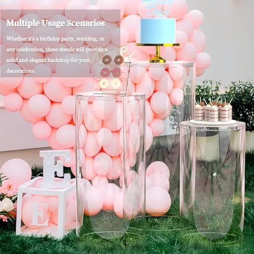 Clear Cylinder Display Stands 3Pcs for Party Decor