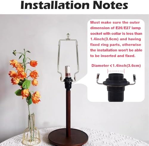 8-9-10-11 Inch Nickel Lamp Harp Holder Adjustable Height Harp Kit with Crystal Metal Finial