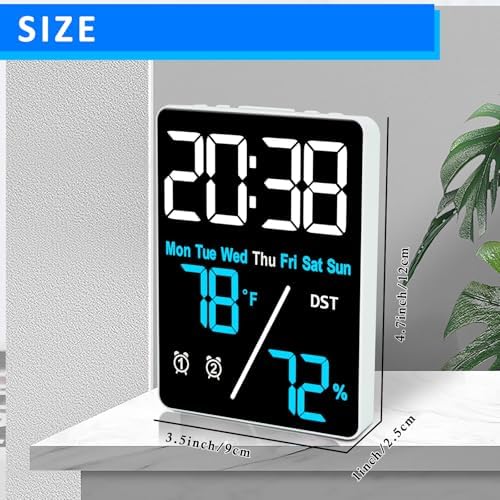 55 Inch Digital Thermometer Hygrometer Alarm Clock for Desk and Home