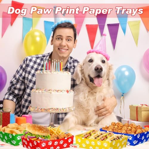 Mifoci 48 Pcs Dog Paw Party Food Trays