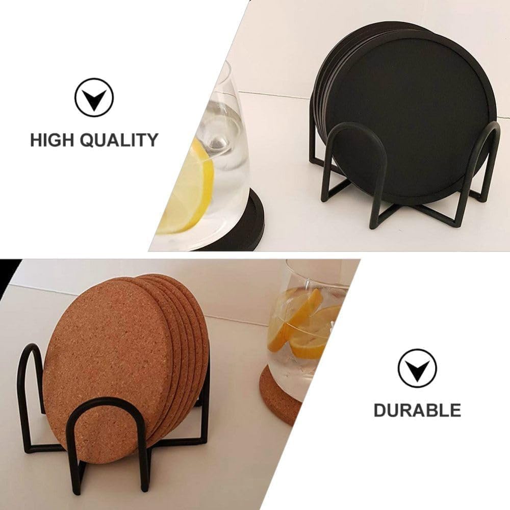 GANPUB Black Iron Coaster Holder Rack Shelf for Round and Square Coasters Bar Storage Organizer
