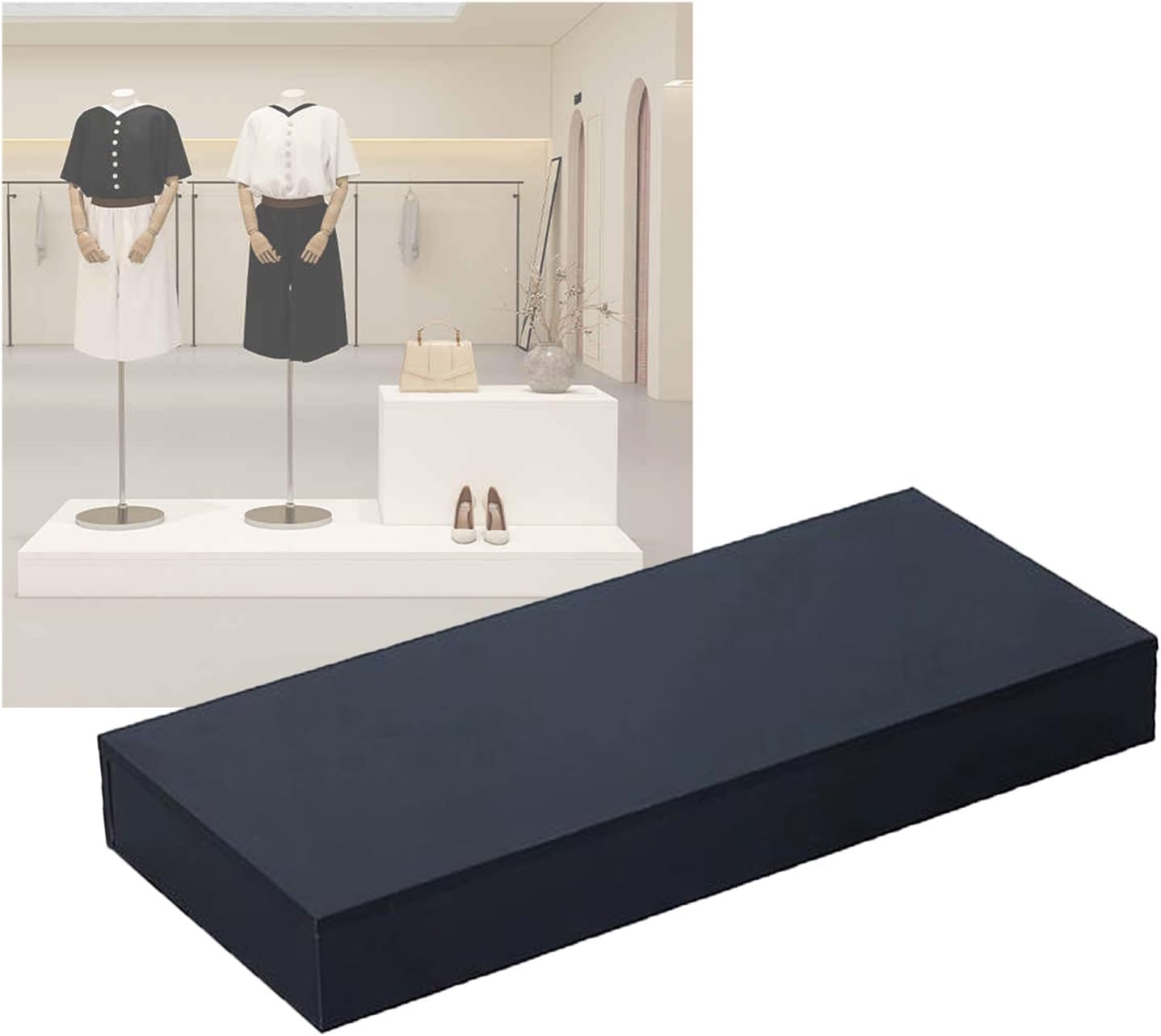 Heavy Duty Rectangular Display Stand 150x50x10cm Black