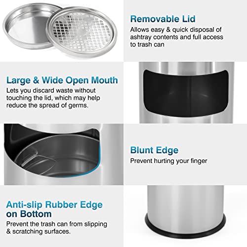 IRONWALLS Indoor Outdoor Trash Can with Lid Silver