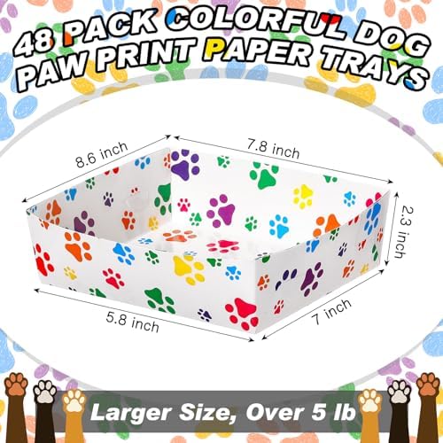 Mifoci 48 Pcs Dog Paw Party Food Trays 5 lb Large
