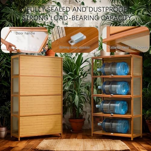 SAADHGG Curio Display Cabinet with Acrylic Glass Door Four Layer Storage Shelves