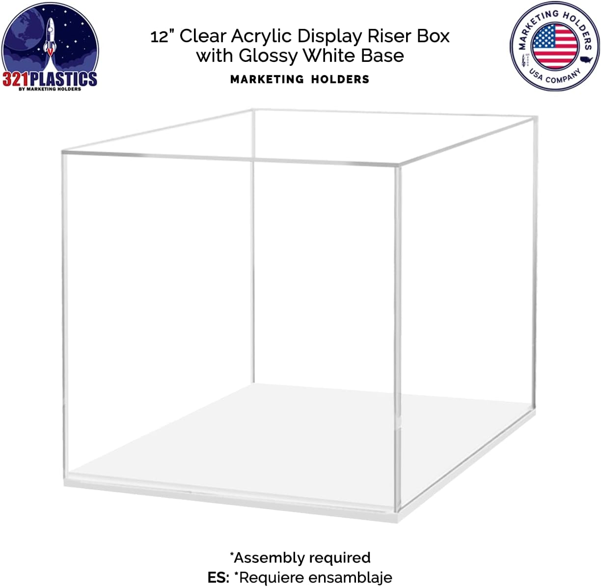 12 Inch Clear Acrylic Display Box with White Base