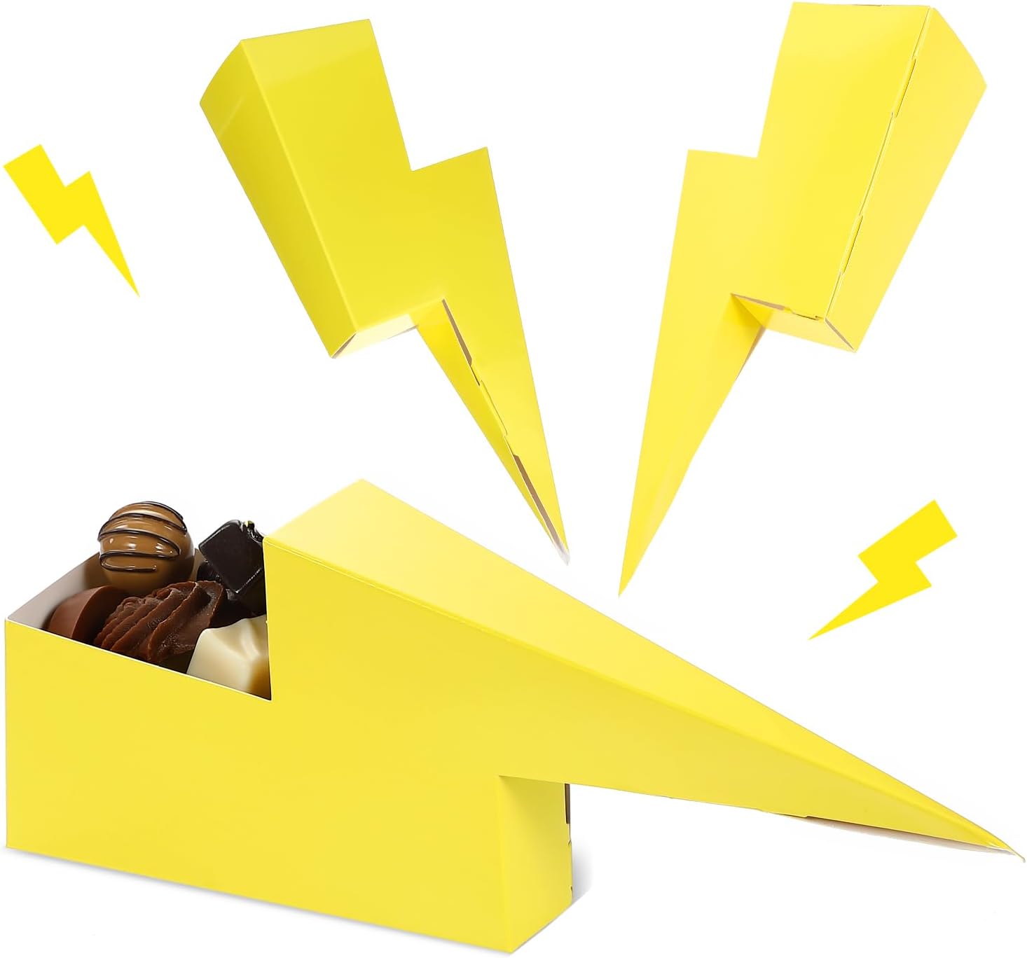 10 Pcs Yellow Lightning Bolt Candy Boxes for Parties