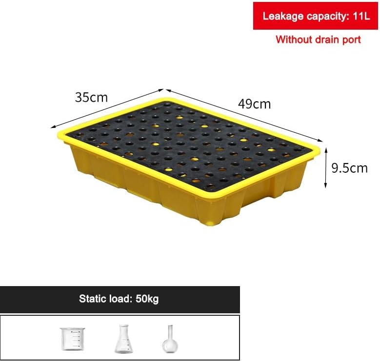 Industrial Nestable Oil Drums Leak Proof Tray 1pc 49x36x10cm Yellow