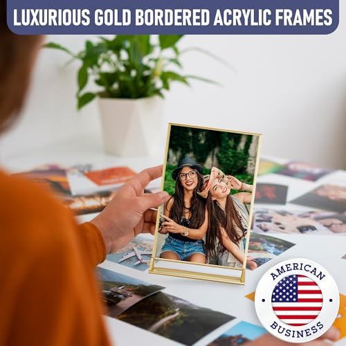 Gold Picture Frames Double-Sided 5x7 Clear Easel Stand 6-Pack