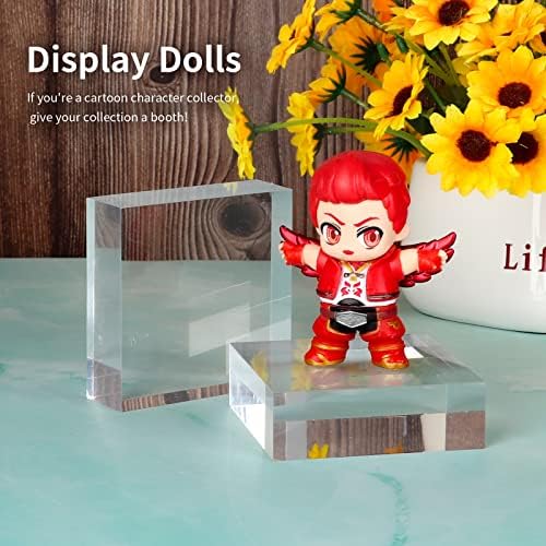 Hewomate Acrylic Display Block 2 Pieces 3x3x1 Inch Floating Pedestal Base