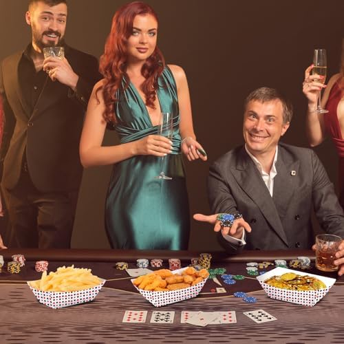 100pcs Casino Theme Paper Food Trays for Parties