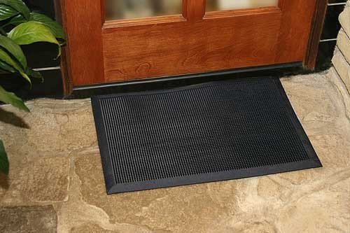 Durable Corporation 396S1624BK Heavy Duty Rubber Fingertip Entrance Mat Black
