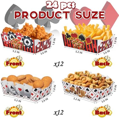 24 Pcs Casino Themed Serving Trays for Parties