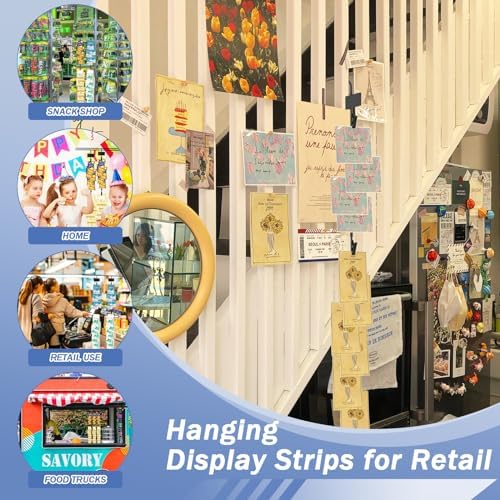 Hanging Merchandise Strips with Hooks 4Pcs Black