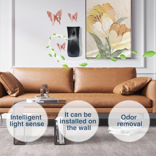 2 Pcs Automatic Air Freshener Spray Dispenser with Wall Mount Option Black